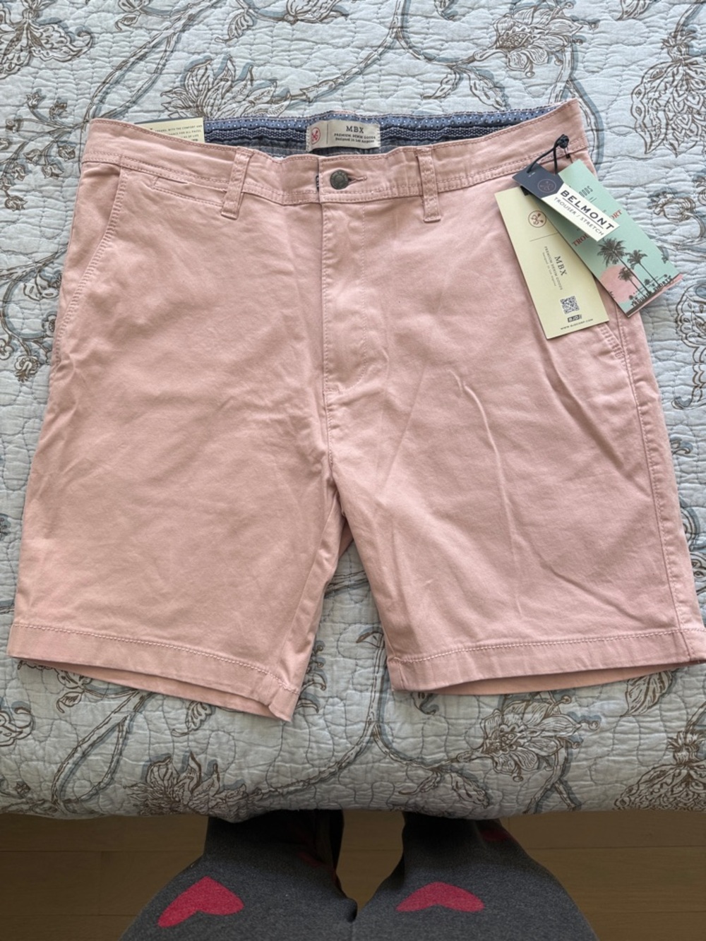 Belmont Men’s Light Pink Flat-Front Cotton Shorts